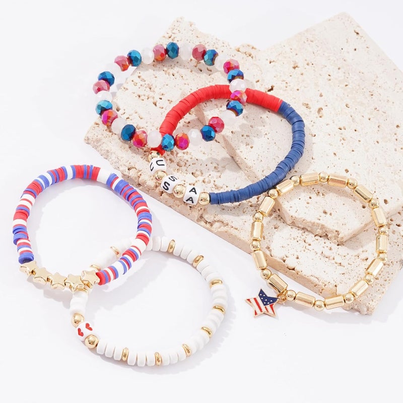 Aigrnc Boho Beaded Stretch Bracelets For Women Stackable Crystal Gold Plated Beaded Bracelets Set Trendy Handmade Friendship Braeclet Jewelry Gifts - Image 4